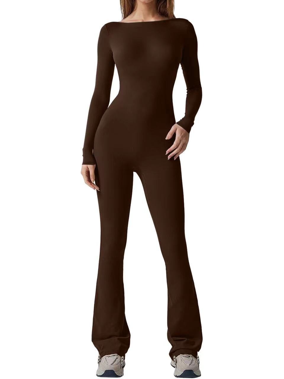 Women's Fashion Long Sleeve Belly-contracting Jumpsuit