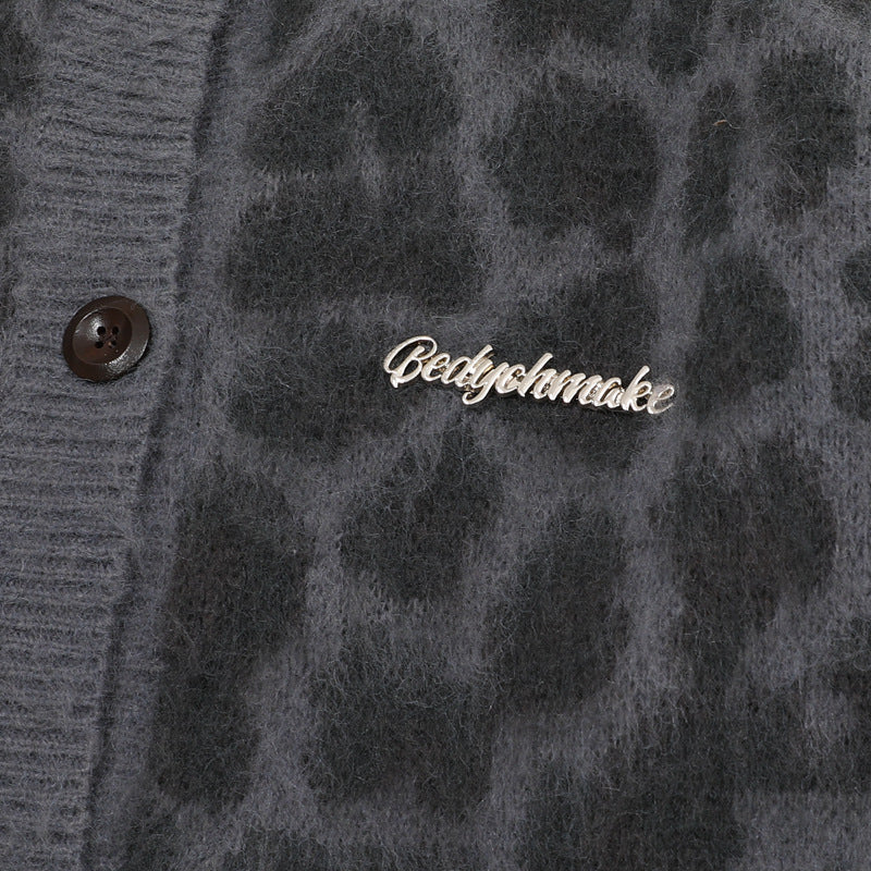 Retro Personalized Leopard Print Knitted Sweater Cardigan