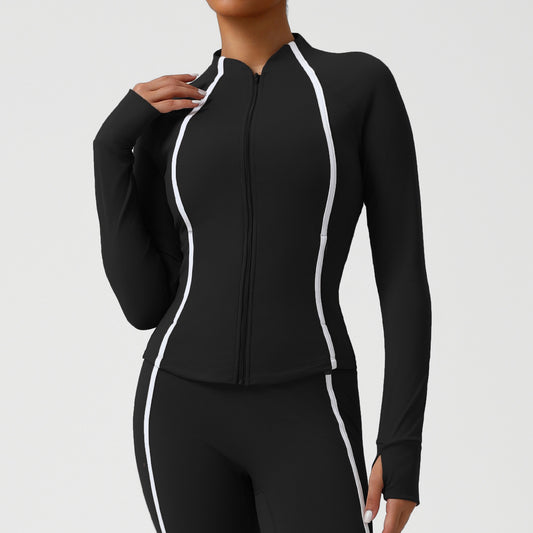 Cross-border Sports Yoga Outerwear Small Stand-up Collar Zip-up Cardigan Jacket With A Bare-feel High-stretch Designperfect