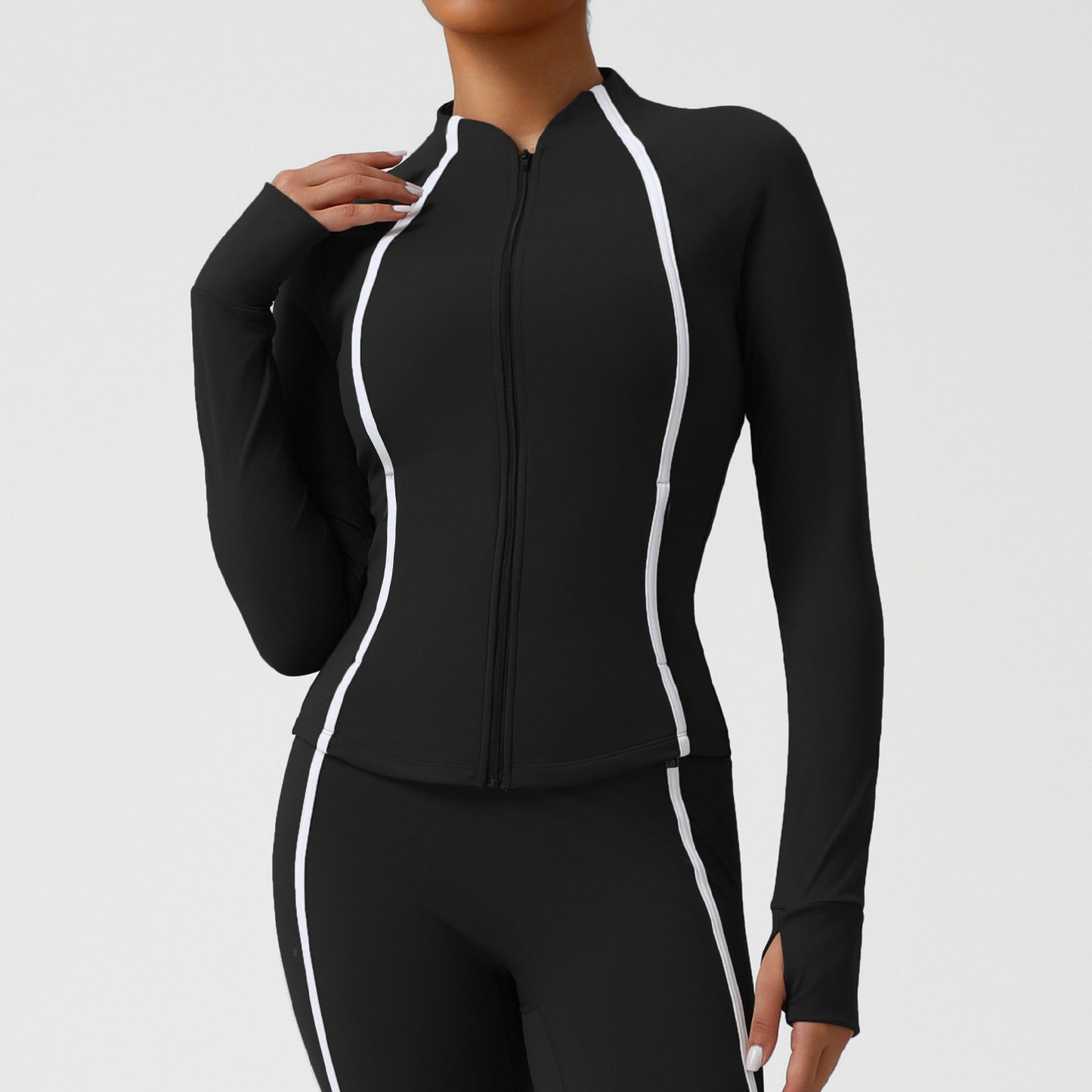 Cross-border Sports Yoga Outerwear Small Stand-up Collar Zip-up Cardigan Jacket With A Bare-feel High-stretch Designperfect