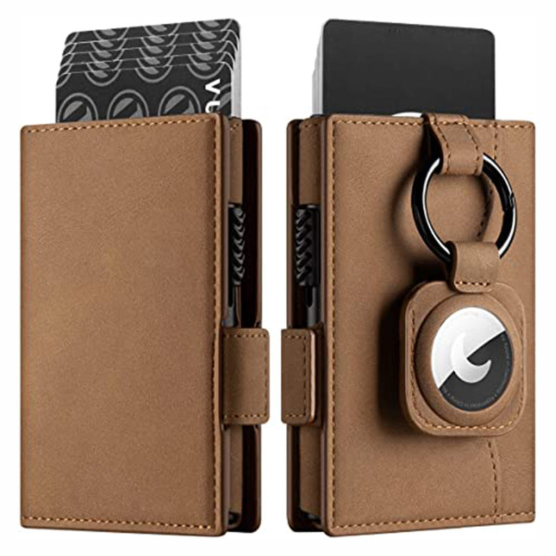 Men's Two-fold Wallet With Pendant Locator Rfid Anti-theft Microfiber