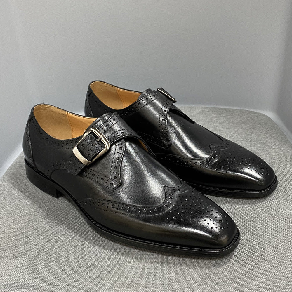 Summer  Business Leather  Broch Carved Cowhide Men's Shoes