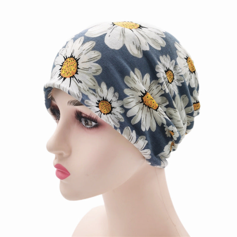 Printed Multifunctional Turban Chrysanthemum Pullover Hat For Men And Women
