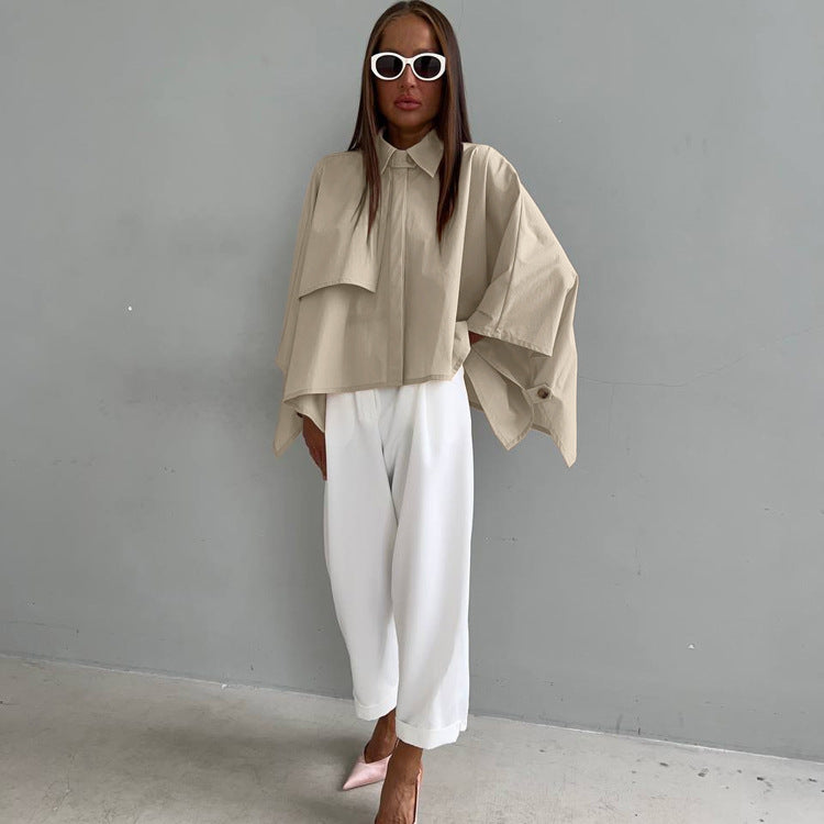 Dame Casual Flagermusærme Cardigan Skjorte