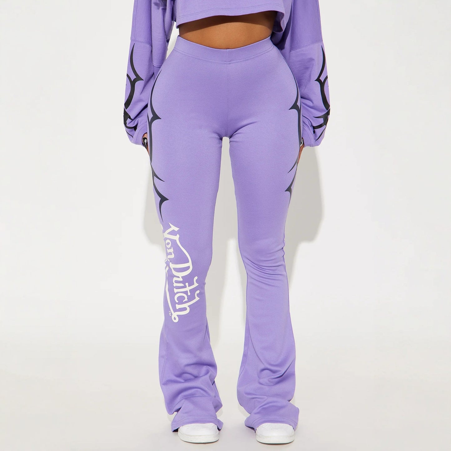 Womens Casual Solid-color Letter-print Cropped Top And Pants Set