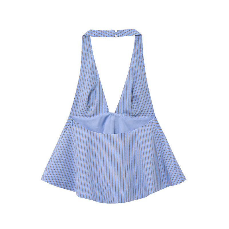 Bowknot Decoration Hanging Collar Backless Top