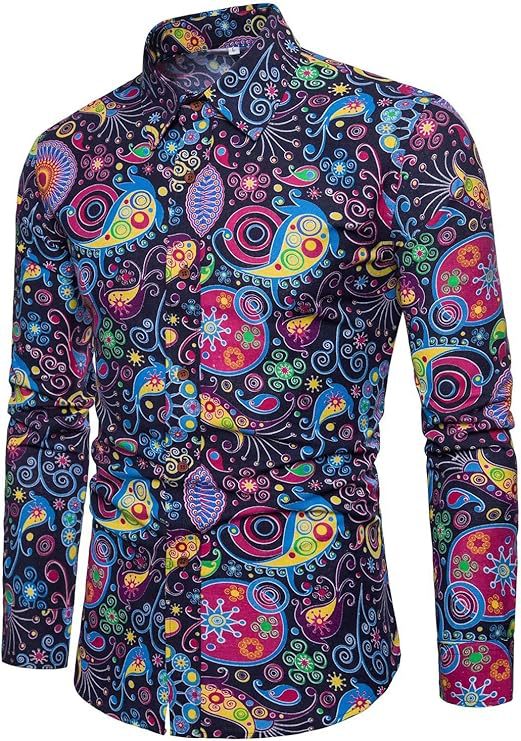 Beach Floral Mens Long-sleeve Shirt