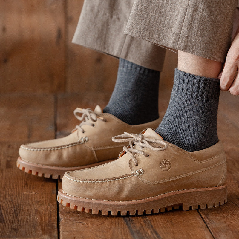 Men's Winter Cold-resistant Thickened Warm Wool Socks Solid Color Middle Tube