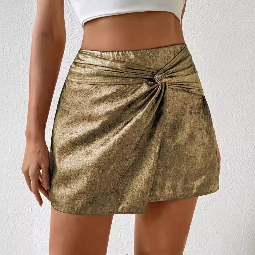 Personalized Hot Girl High Waist Twisted Mini Hip Skirt