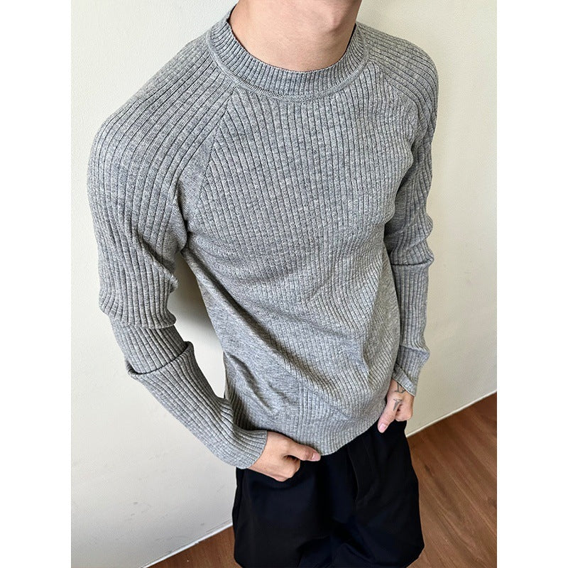 Strikket Løs Sweater med Nedsunkne Striber