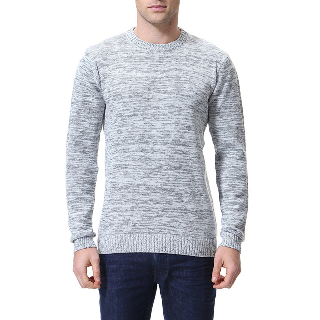 Slim-fit Solid Color Sweater Bottoming Shirt Crew Neck Knitted