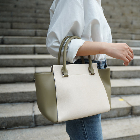 Large Capacity Cowhide Tote Simple Commute All-matching