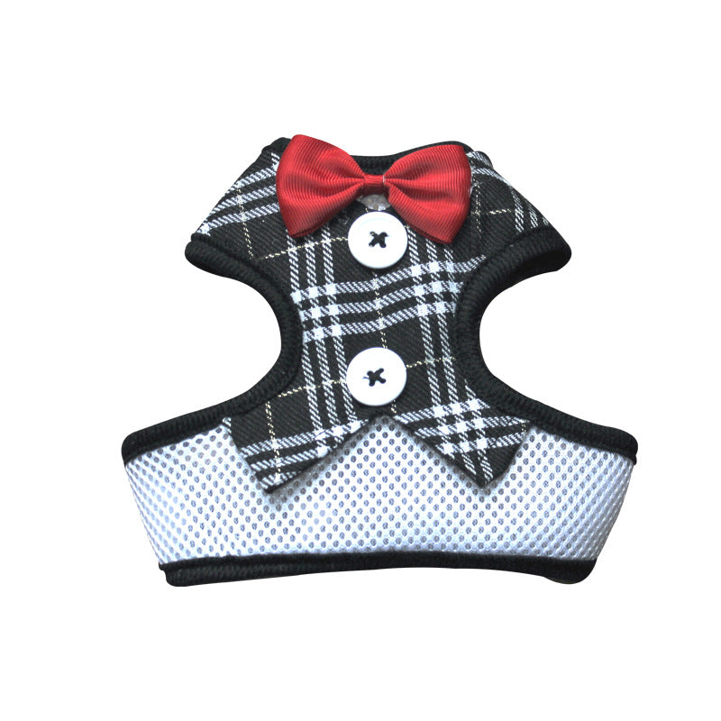 Small Dog Teddy Vest-style Bow Evening Dress With Chest Strap