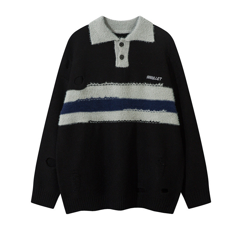 Long Sleeve Fashion Brand Sweater American Retro Lapels