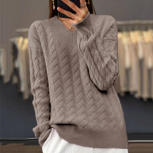 Women's V-neck Sweater Pullover Sweater