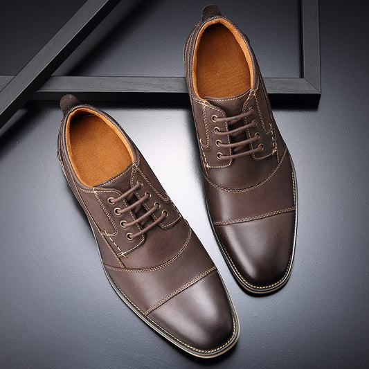 Leather lace-up casual shoes