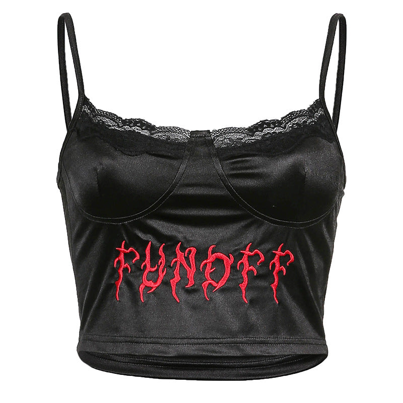 Abstract Embroidered Lace Panel Vest