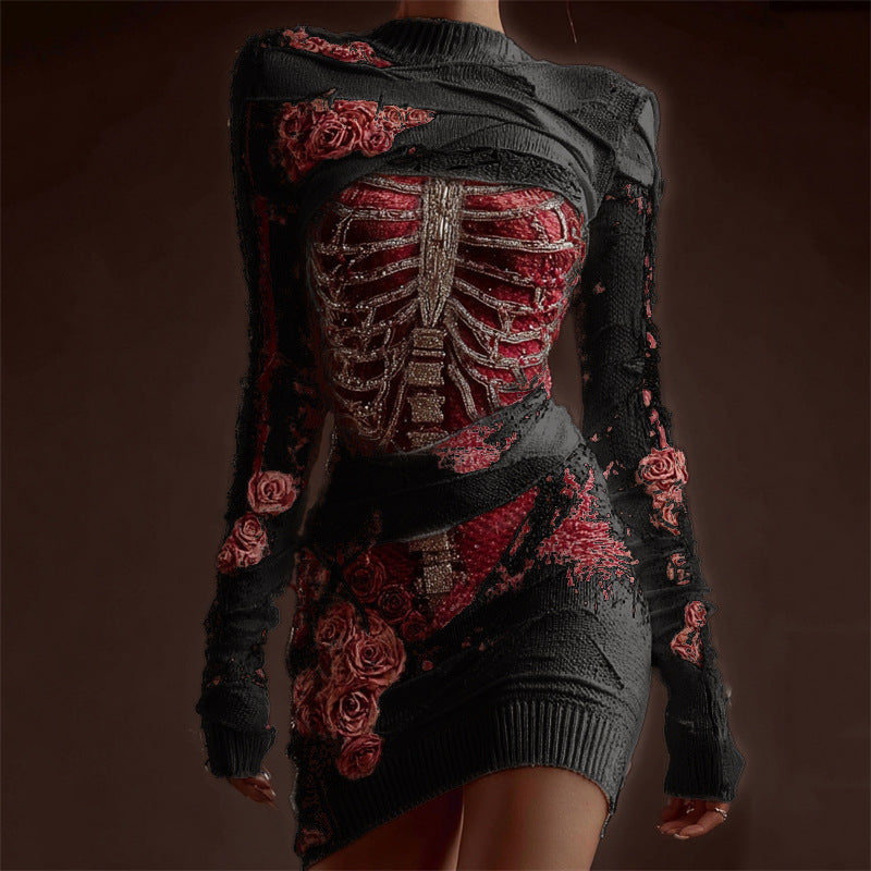 Women's Fashion 3D Digital Printing Hip Skirt