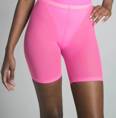 Solid color sheer mesh shorts