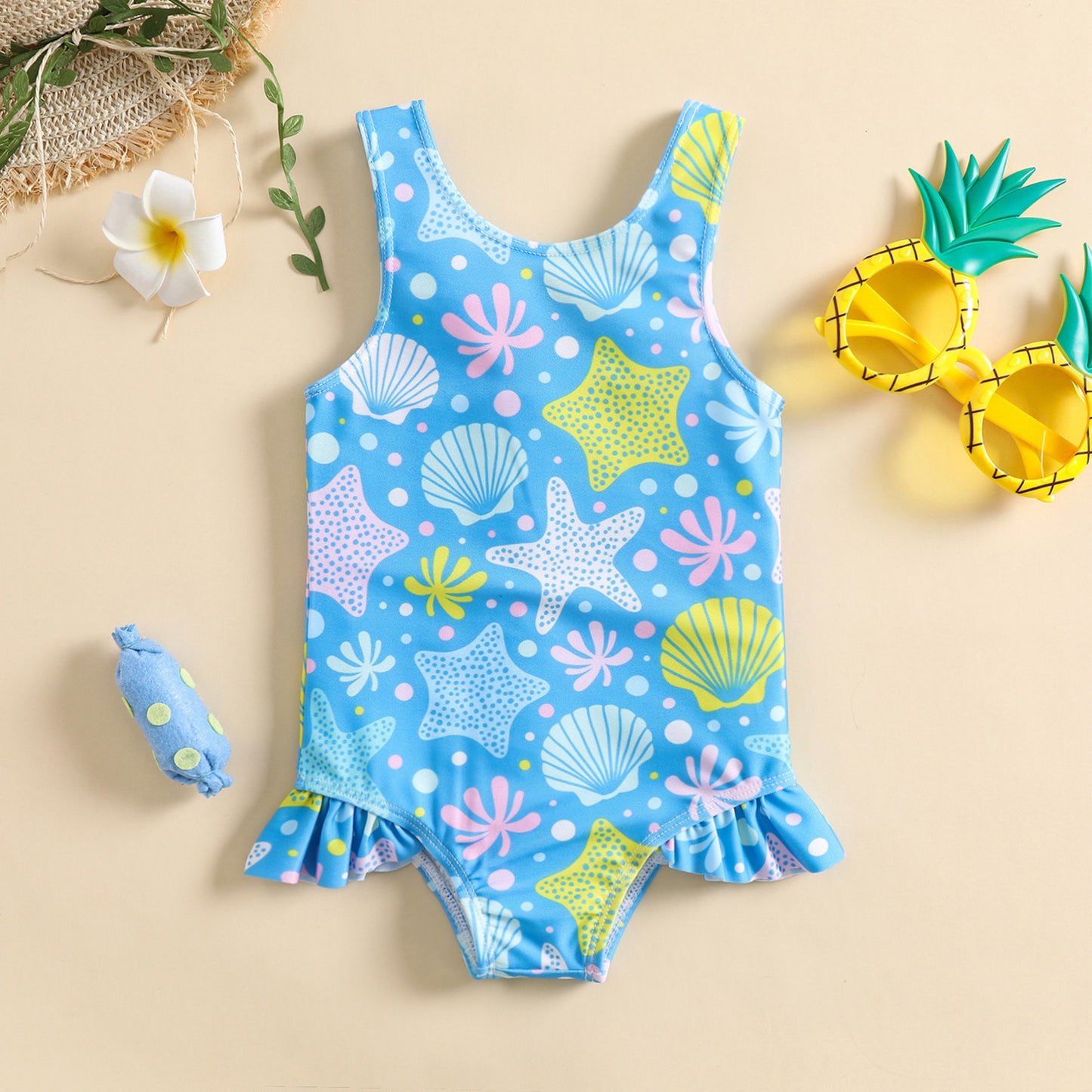 Women's Shell-printed One-piece Swimsuit For Hot Springs And Beaches