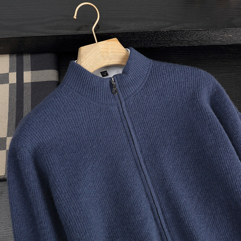 Men's Cashmere Sweater Casual Solid Colo Thickened