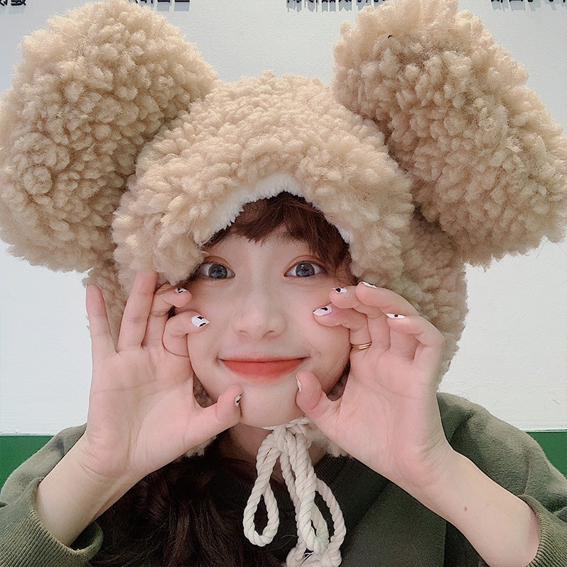 Ladies Fashion Cute Big Plush Ski Hat
