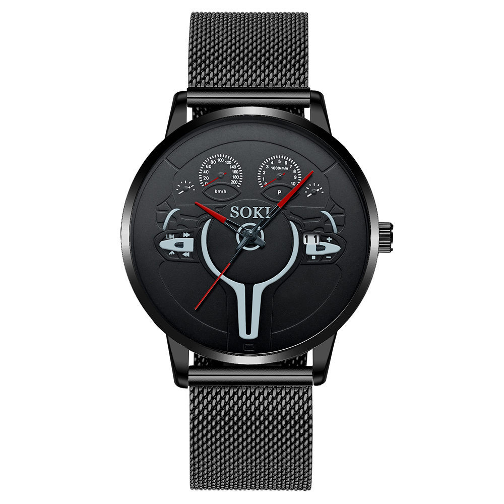 Trendy Retro Student Sports Quartz Watch Steel Strap