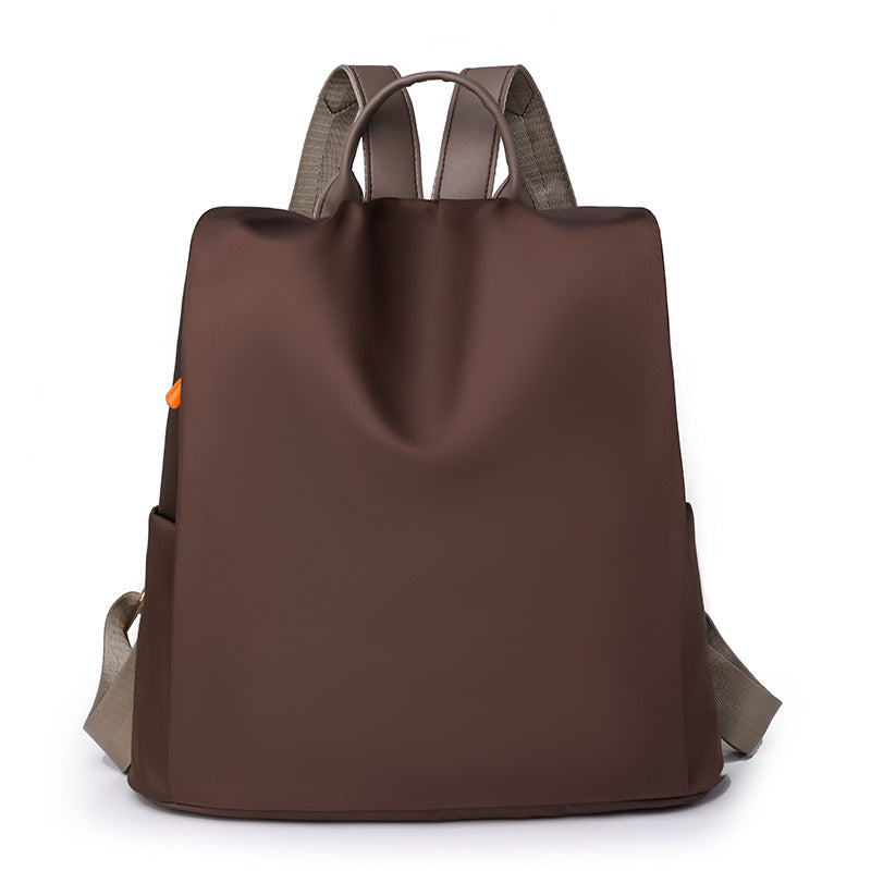 Solid Color Casual Ladies Backpack Oxford Cloth Backpack