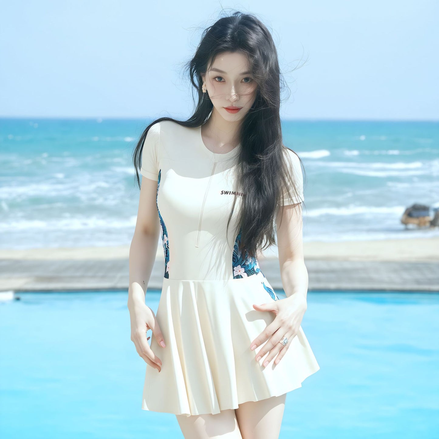 Slimming Modest Womens One Piece Swimsuit