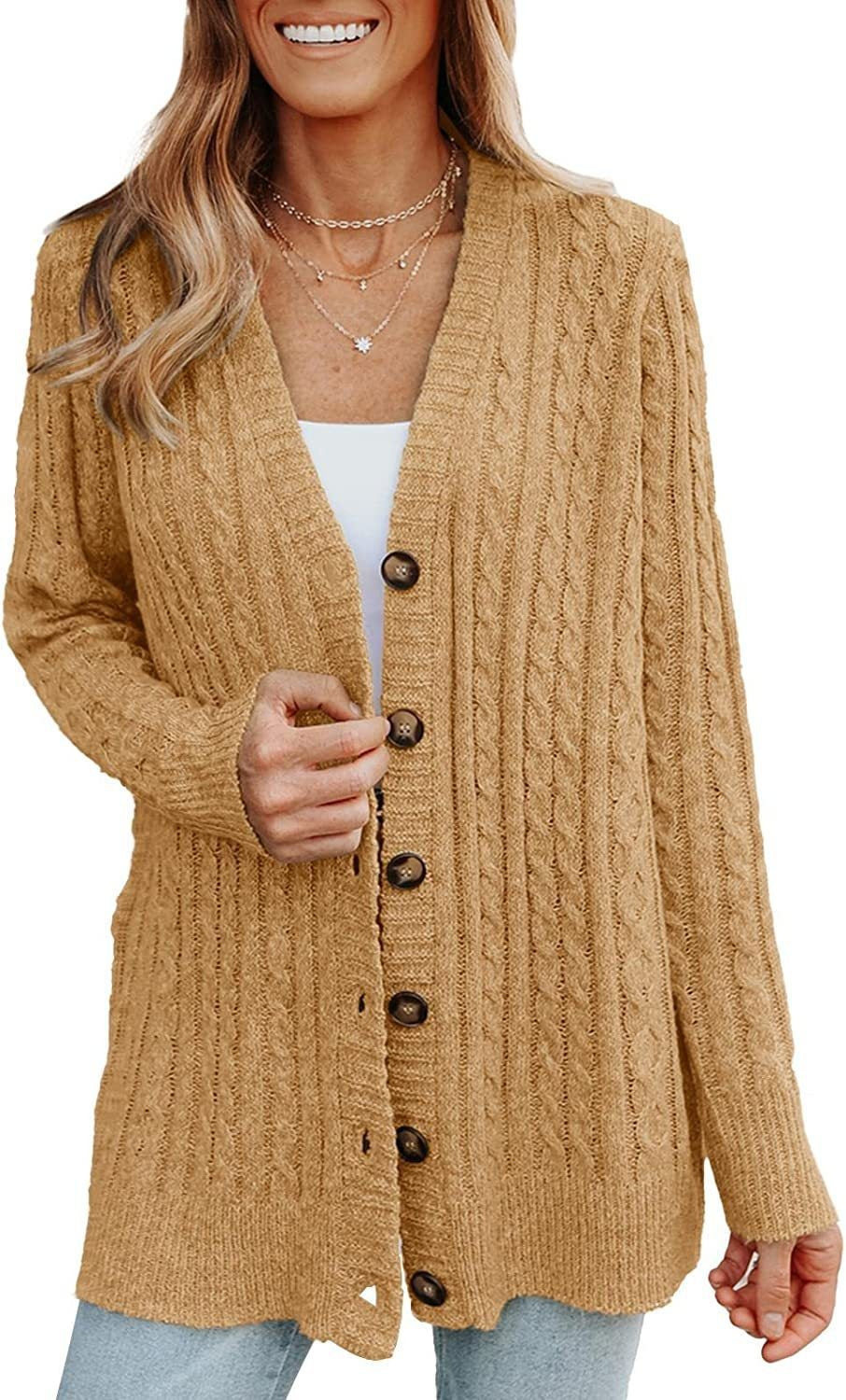 Casual Loose Mid-length Knitted Cardigan Sweater