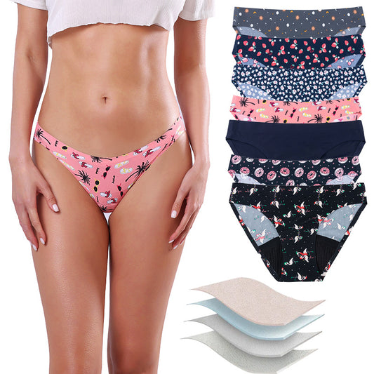 Women's Fashion Printed Seamless Washable Physiological Underwear
