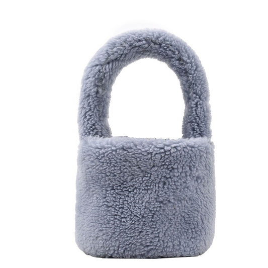 Women's Fashion Lamb Wool Plush Bucket Bag Handbag