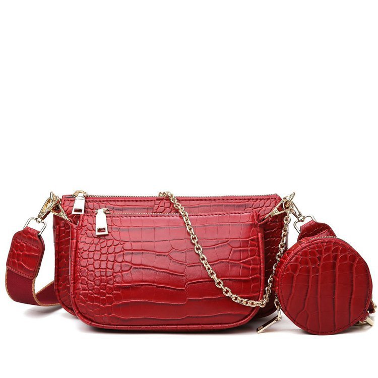 PU Leather Picture-mother Three-piece Crossbody Bag