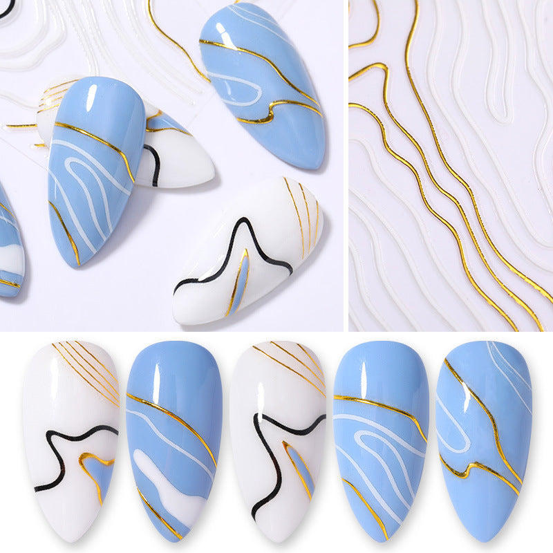 Nail Art 3d Hot Stamping Line Sticker Stripe Wave Adhesive Sticker