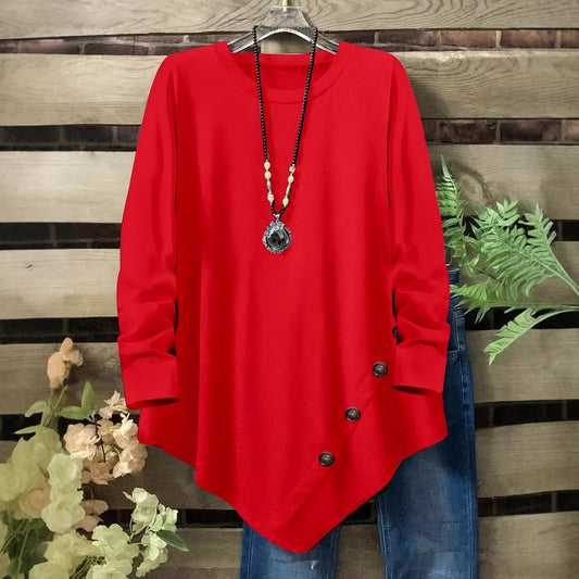 Long Sleeves With An Irregular Hem And Button Detailing