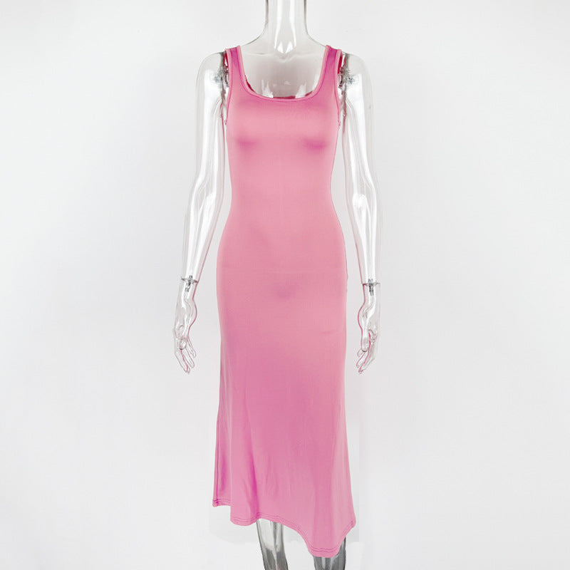 Slimming Square-Neck Elegant Sleeveless Tank Dress For Women