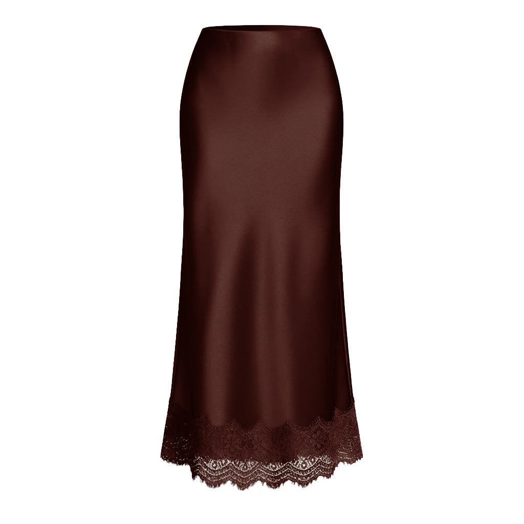 High-waisted Elastic Waist Elegant Sheath Maxi Skirt