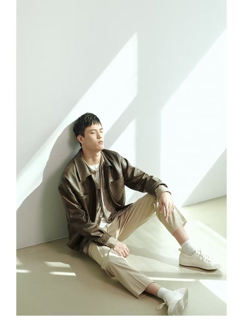 Fashion PU Leather Coat Men's Top