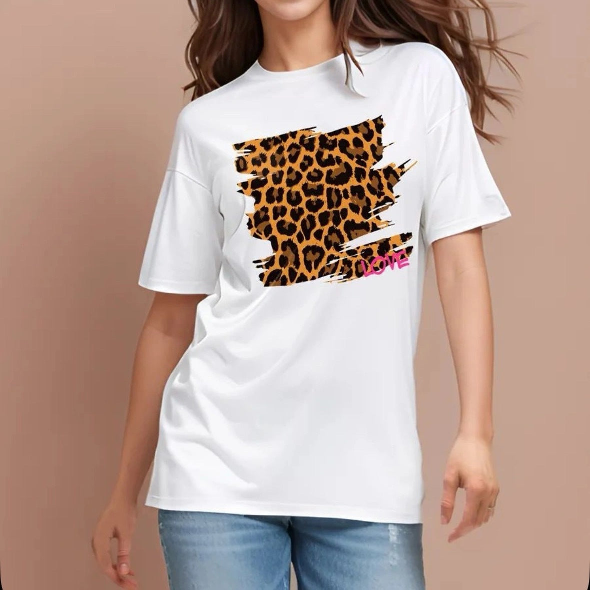 Retro Casual Fashion Pure Cotton Leopard-Print T-Shirt
