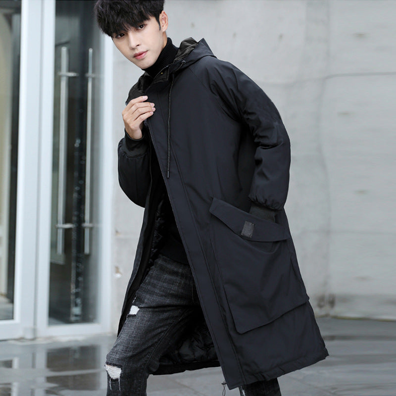 Men's Duster Plus Size Loose Mid-length Hooded Jacket