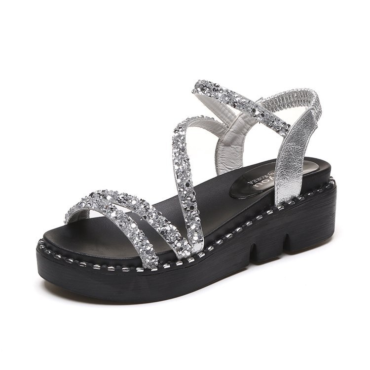 Bottom Sponge Cake Platform Non-slip Front And Rear Strap Roman Casual Women's Sandals