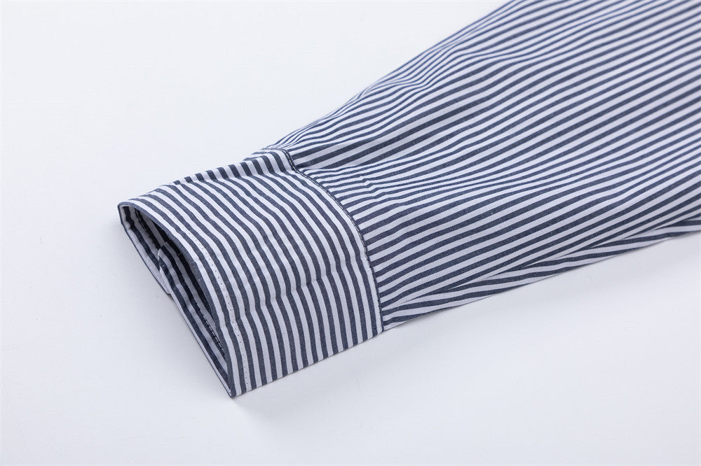 Spring And Autumn Vertical Striped Long-sleeved Shirt