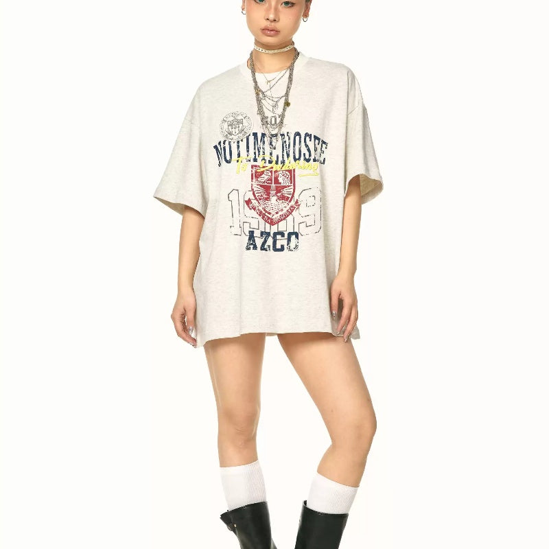 Heavy Loose And Idle Street Embroidered Letter Short Sleeve Top