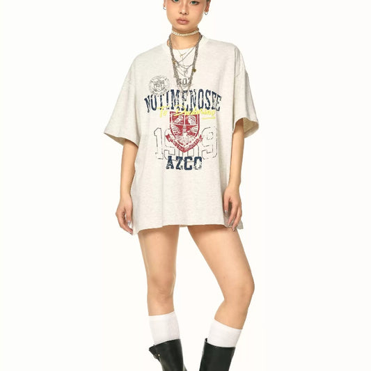 Heavy Loose And Idle Street Embroidered Letter Short Sleeve Top