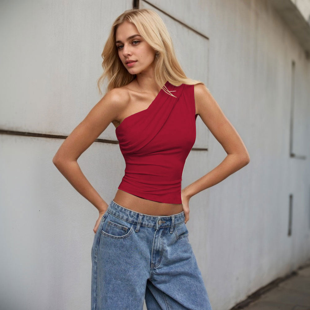 Sexy New Off-shoulder Top With Slanted Neckline For Sheer Alluring Look