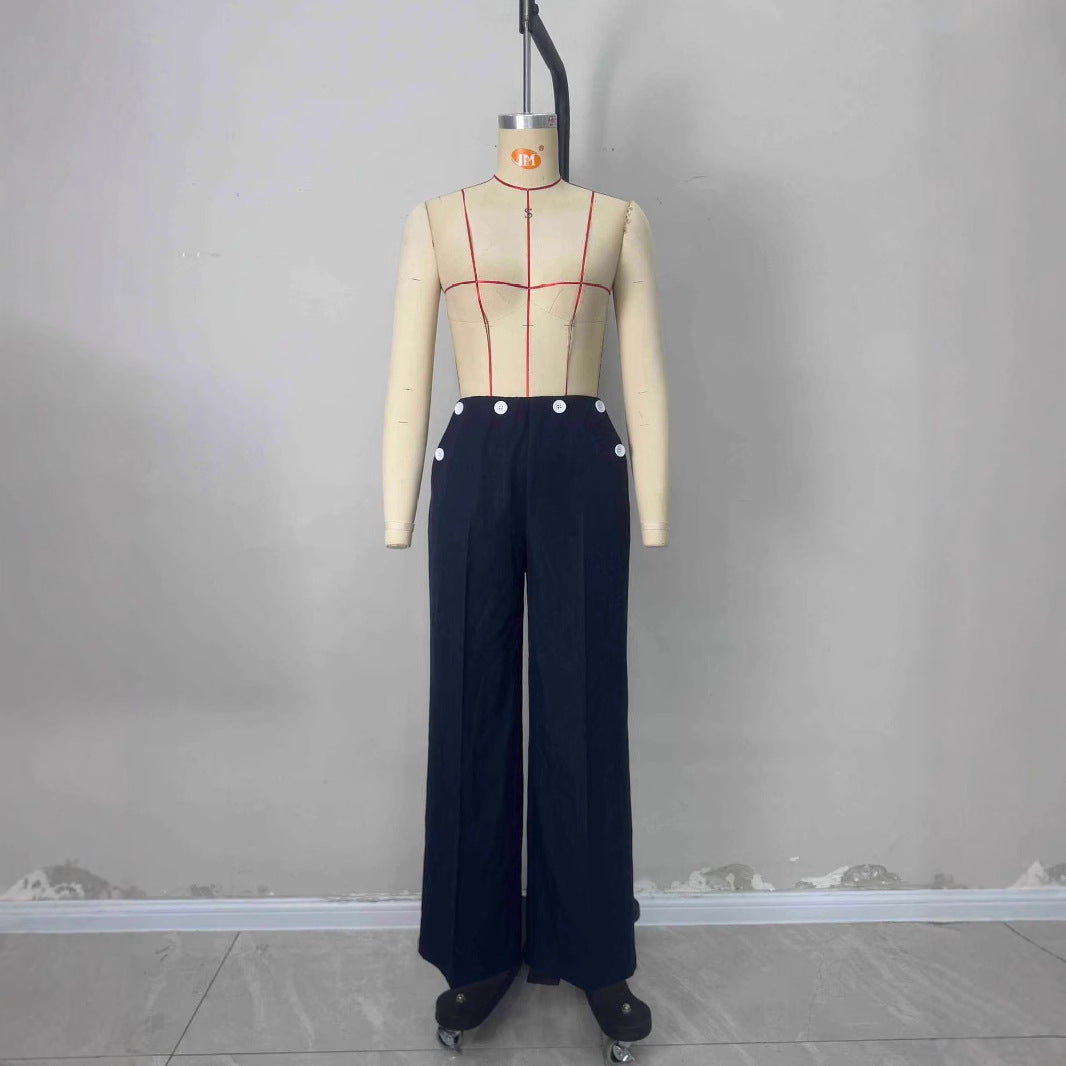 Versatile Button-fly Straight-leg Trousers