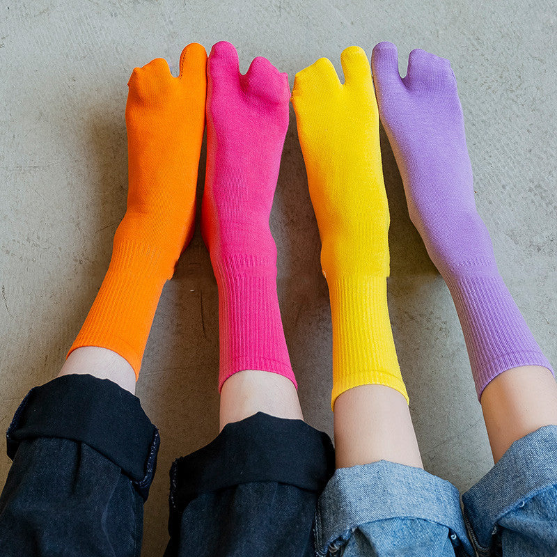 Women's Candy Color Fluorescent Cotton Socks