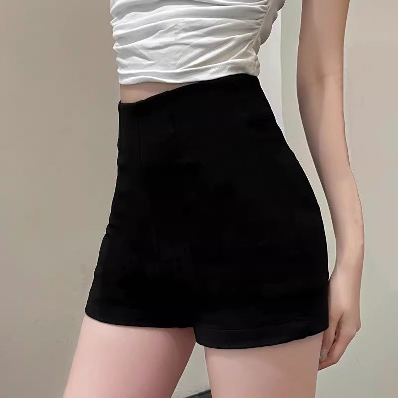 Women's Slim Black High Waist Slim A-line Bag Hip Pants