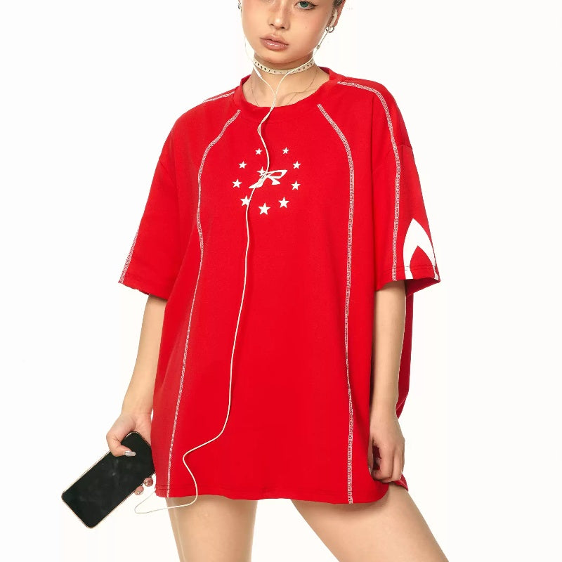 Retro Sports Short-sleeved T-shirt Female Summer