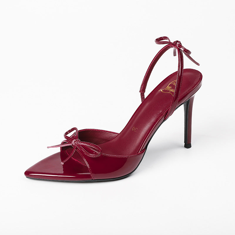 Pointed Stiletto Heel High Heels Open Toe Bow Women